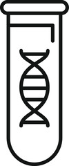 Poster - Simplified black line icon of a test tube with a dna helix inside, suitable for science and medical themes