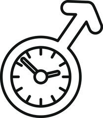 Poster - Black and white illustration of a speedometer with a male symbol arrow, symbolizing performance