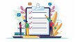 © Bijac - online checklist survey customer experience questionnaire website user feedback form checkmarks and data collection concept illustration