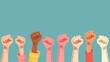 © Bijac - female fists raised in protest womens rights revolution concept illustration