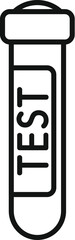 Poster - simple black and white line icon of a test tube labeled test