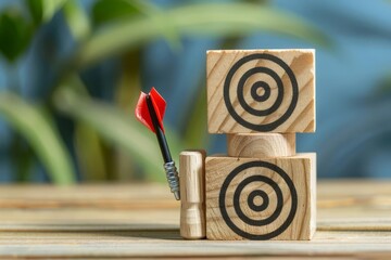 smart goal setting concept with acronym on wooden blocks and target symbol business strategy illustration