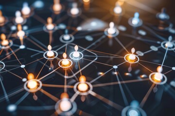 Poster - Intricate web of connections and points, representing concepts like network infrastructure or data pathways