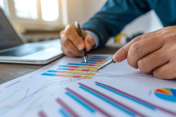 Poster - A professional setting with an individual reviewing financial charts and graphs to interpret data