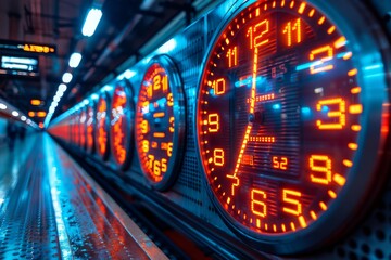 Poster - The photo features a dazzling array of illuminated stock exchange numbers showcasing the dynamic nature of financial markets