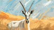 © Bijac - closeup portrait of majestic arabian oryx against desert backdrop endangered antelope species digital painting