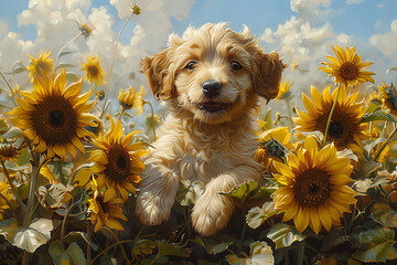 Wall Mural - golden retriever puppy