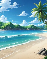 Wall Mural - beach with coconut trees
