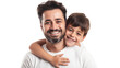 © MONWARA - happy father hugging adorable smiling little son isolated on a transparent background