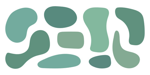 Poster - organic green asymmetrical blob shape. irregular abstract liquid spot. smooth curved figure. label t