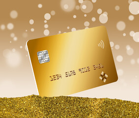 Poster - A gold gift card with a gold bow and ribbon is pictured here isolated on the background.