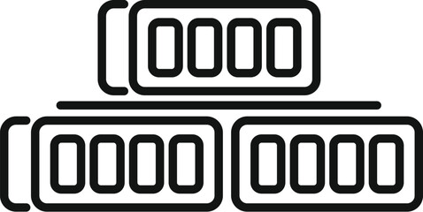 Poster - Simple black and white line drawing of two horizontal batteries, ideal for icons and infographics