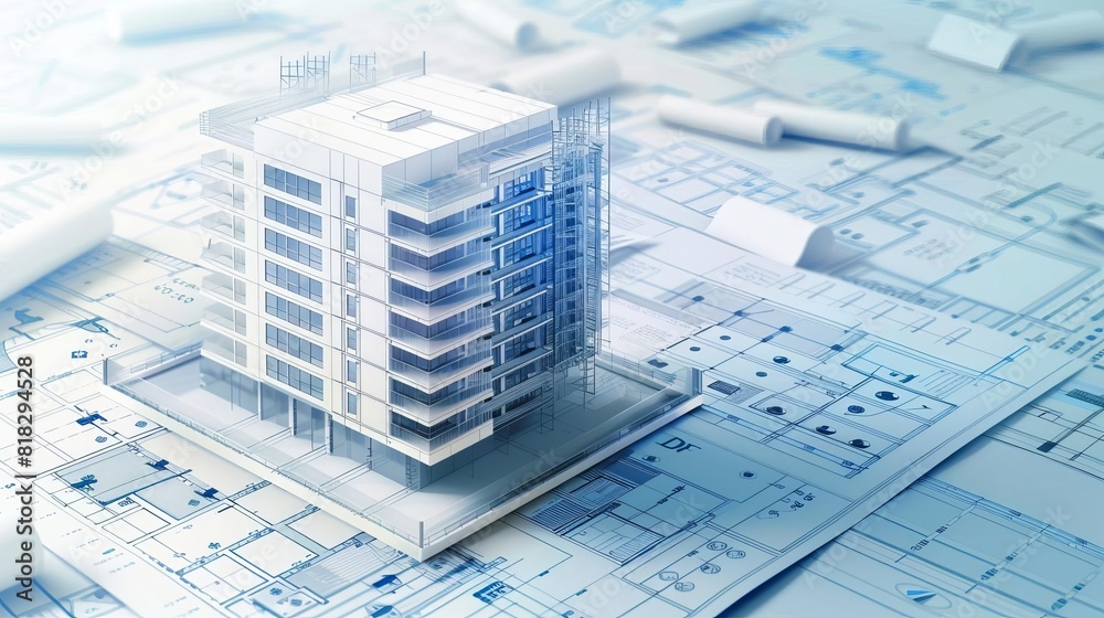 digital construction building information modeling bim concept with 3d ...