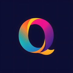 Wall Mural - Q, flat colorful logo, Generative AI