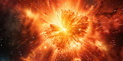 Wall Mural - a fiery supernova explodes across the cosmic canvas, its light and energy painting everything in its