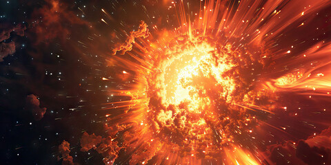Wall Mural - a fiery supernova explodes across the cosmic canvas, its light and energy painting everything in its