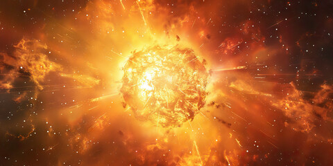Wall Mural - a fiery supernova explodes across the cosmic canvas, its light and energy painting everything in its