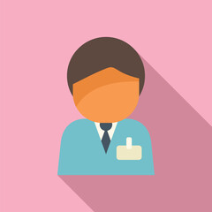 Poster - Flat design icon of a professional in a suit with a protective face mask