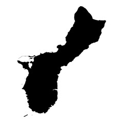 Wall Mural - black solid map of the state of guam