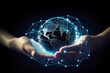 © seanzheng - generated illustration of two hand businessman bring global network connection