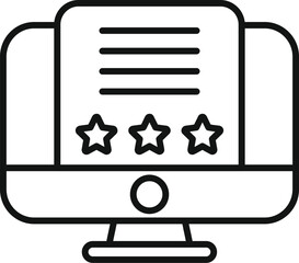 Sticker - Black and white illustration of a computer monitor displaying a document with a threestar rating