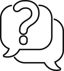 Poster - a minimalistic line art icon featuring a question mark in a speech bubble