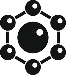 Poster - Simplistic monochrome vector icon illustrating a central node connected to multiple points, symbolizing network