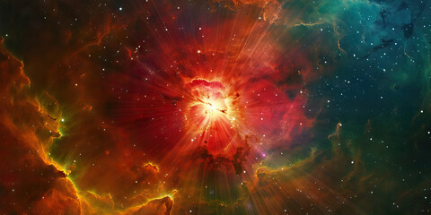 Wall Mural - radiant red supergiant illuminates the center of the cosmos