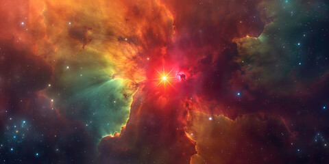 Wall Mural - radiant red supergiant illuminates the center of the cosmos