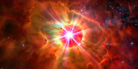 Wall Mural - radiant red supergiant illuminates the center of the cosmos