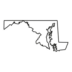 Wall Mural - White solid outline of the state of Maryland