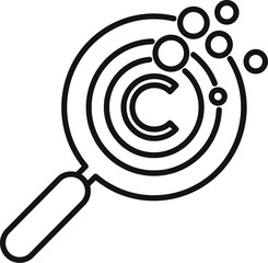 Poster - black and white line art icon featuring magnifying glass with whimsical bubbles