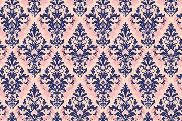 Sticker - A blue and pink floral patterned wallpaper