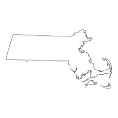 Wall Mural - white solid outline of the state of massachusetts