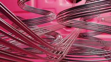 Metallic balls  in labyrinth on pink background