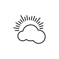 Poster - Sun vector icon. Abstract sun rays logo. Sun light black linear icon. Sunset and sunrise symbol. Sun icon template on a white background. Vector illustration.