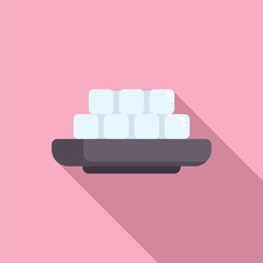 Sticker - Minimalist vector illustration of a contemporary sofa with soft shadows on a pink background