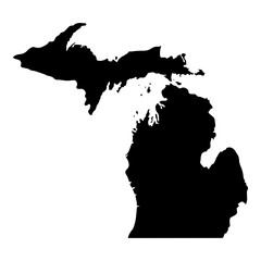 Black solid map of the state of Michigan