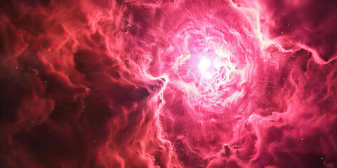 Wall Mural - An ethereal pink nebula thrums with vibrancy, its center aglow.