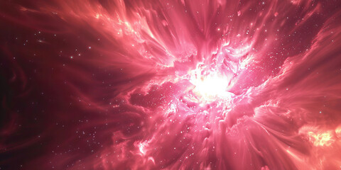 Wall Mural - An ethereal pink nebula thrums with vibrancy, its center aglow.