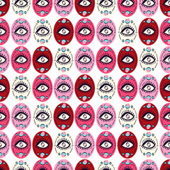 Wall Mural - purple pattern with magical colorful eyes eyes