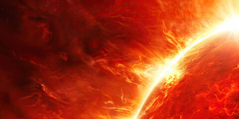 Wall Mural - the scorching brilliance of a red giant star bathes the landscape in awe-inspiring radiance.