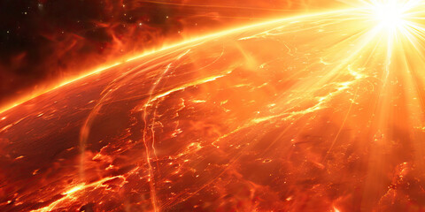 Wall Mural - the scorching brilliance of a red giant star bathes the landscape in awe-inspiring radiance.