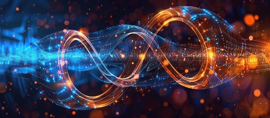 Poster - Abstract global infinity computer technology concept business background. Line infinity Connection.