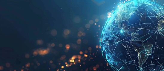 Poster - Technology World map point the global network connection. Abstract blue globe business background.