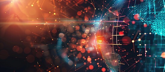 Poster - Global technology concept abstract background. 3D illustration digital globe.