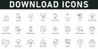 © Icon Zilla - Download Icons vector illustration with thin line editable stroke containing document, link, files, cloud download, transfer, speed, folder, upload, data, button, success, mobile download, app, click