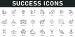 © Icon Zilla - Success Icons vector illustration with thin line editable stroke containing target, achievement, strategy, safety, motivation, winner, grow, mission, competition, aim, objectives, progress, task