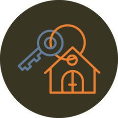 Sticker - Key Line Two Color Circle Icon