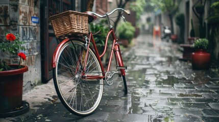 Lovely vintage bicycle on the street